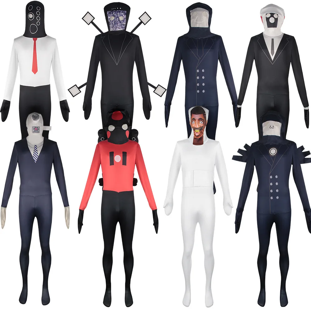 Halloween Skibidi Toilet Game Costume Full Bodies Suit for Cosplay as Toilet Man