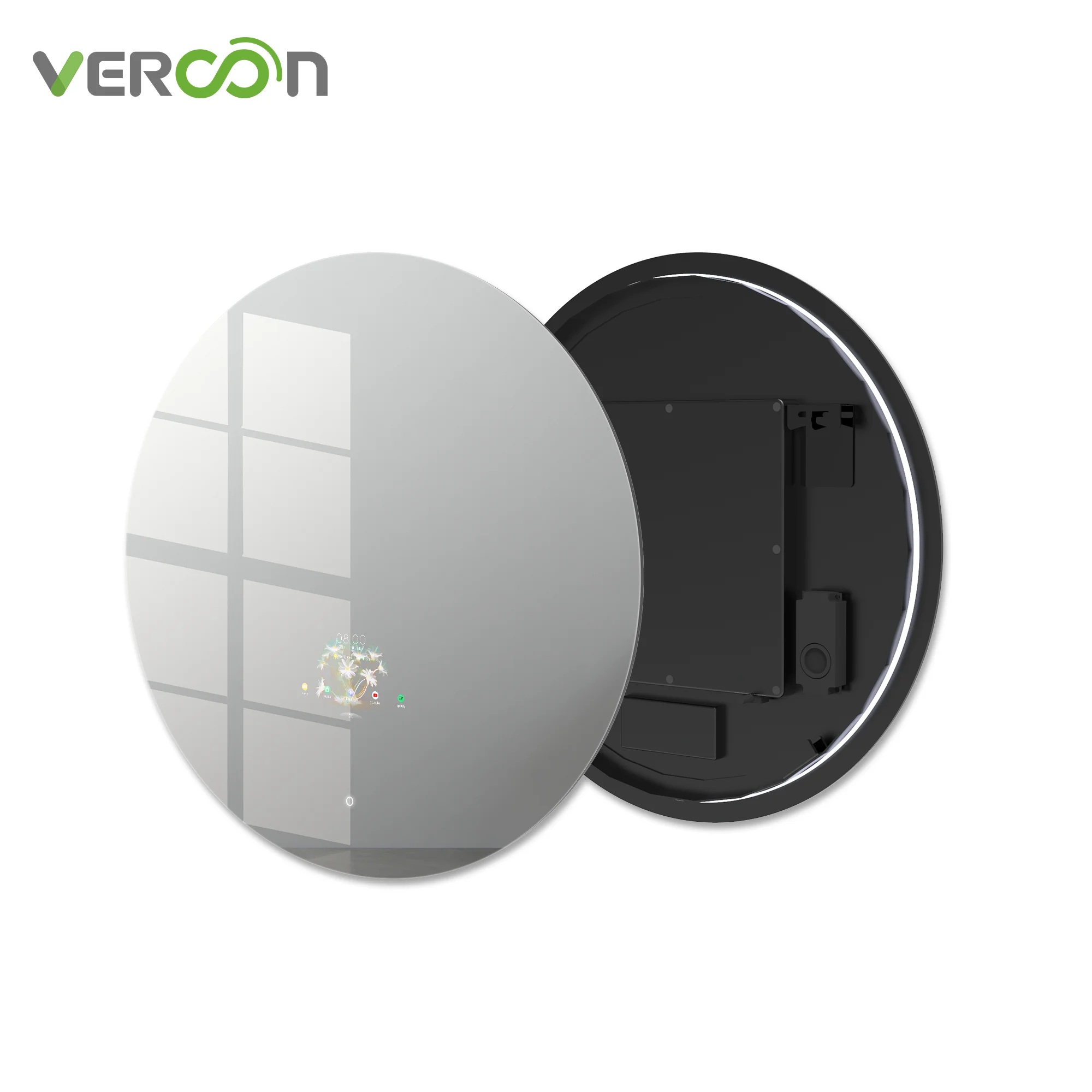 Vercon 10.1 Back lit Smart Bathroom Mirror TV with Touchscreen, Android 11, Waterproof & Anti-fog,Adjustable LED lighting