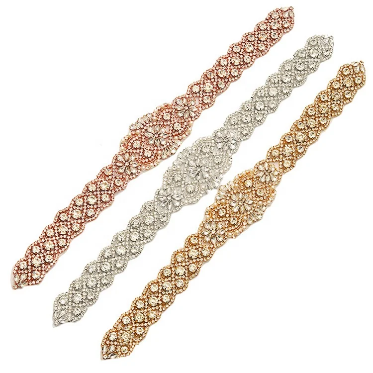 ladies dress handmade bead rhinestone waist chain belt for wedding dress and garment decoration