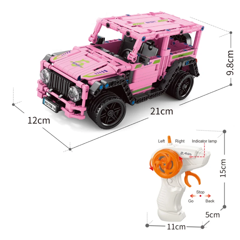 New Style Toy Kits Pink Color Block Sets Educational Assembling Rc Cars 3D Models Building Blocks Remote Control Car For Girls