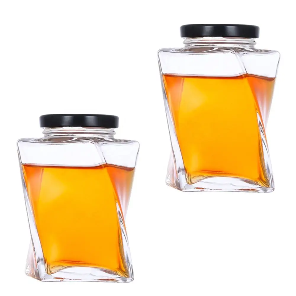 Putian Honey jar 350ml empty transparent food storage container glass jam jar with metal screw lid