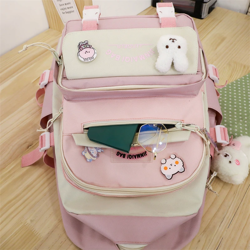 Backpack set 5 pieces Large capacity School Teenager Book Bag For Girls Cute Student Backpack