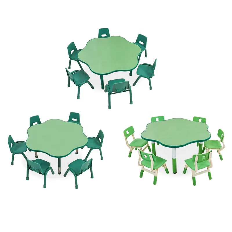 Preschool Furniture New Pentagon Flower Used Kindergarten Study Daycare Desk And Chair Unique Kids Table And Chair Set