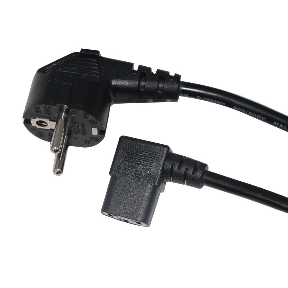 Европейский 3 зубец CEE7/7 Schuko Разъем питания для IEC-60320-C13 под прямым углом 90 градусов ac УДЛИНИТЕЛЬ шнур питания для чайника