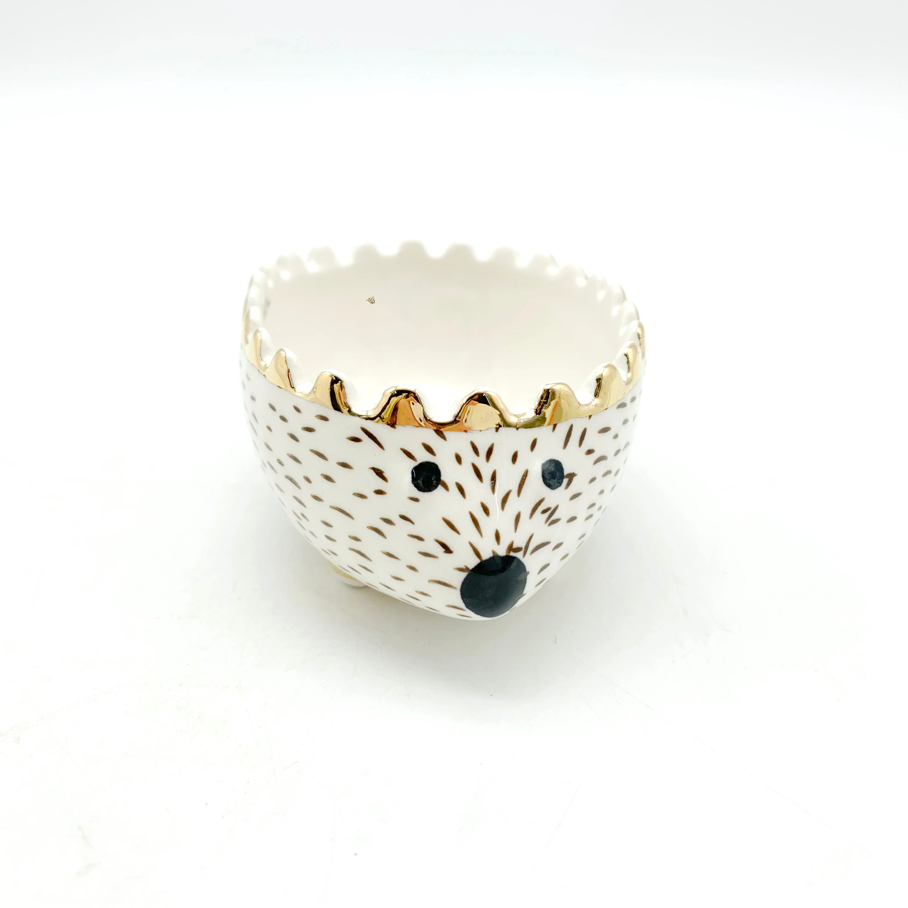 Ceramic Hedgehog Jewelry Box Gold Personalized Trinket Wedding Candy Box Home Decoration Dehua Hengfei
