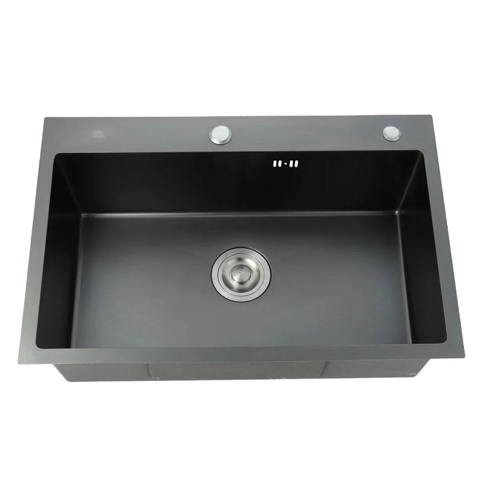 ROVATE Nano black single bowl kitchen sink Wholesale good quality 201or 304 stainless steel handmade sink