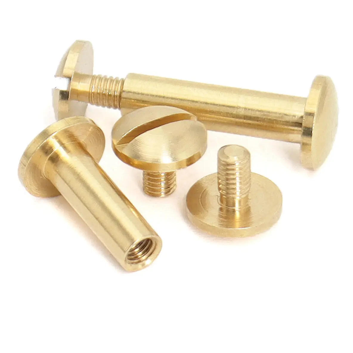 Custom brass aluminum stainless or steels nonstandard fastener male and female screw book binding set bolts Chicago Screw