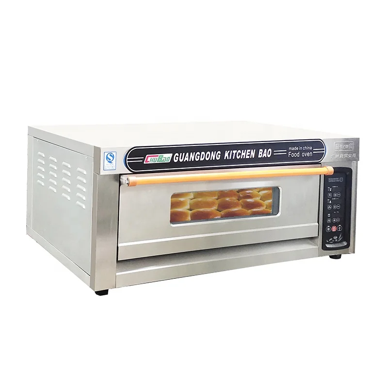 Commercial bakery equipment 1 deck 2 trays brick pizza industrial gas oven for bread baking