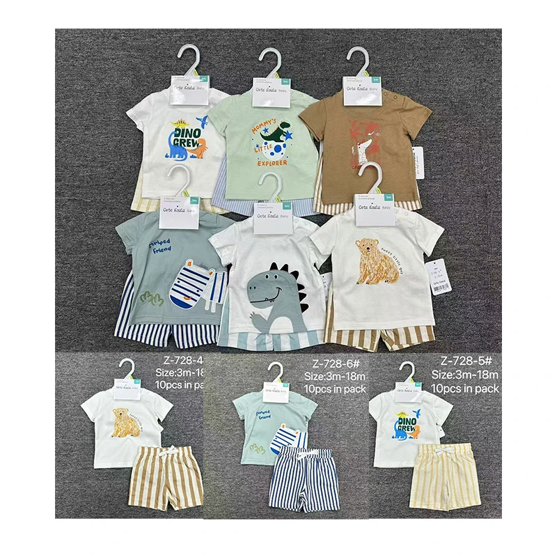Wholesale Summer Newborn Infant Clothing Set Baby Boys 2pcs Cotton T-Shirt + Pants Fashionable Outfits Toddlers 3-12 Months