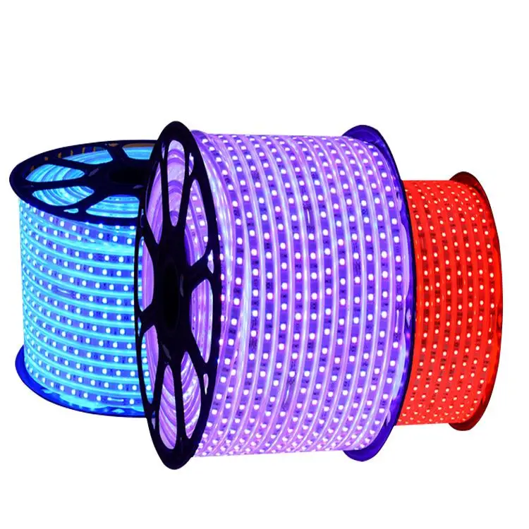 2023 New Best Products IP67 Outdoor Rope Lights 50m High Voltage Flexible LED Strip with 8mm Pcb Width Waterproof RGB Color