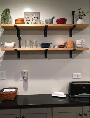 
Custom Size Shelf Brackets 6-Pack Lip Brackets for Shelves, Industrial Forged Raw Metal/Steel Floating Shelf Bracket 