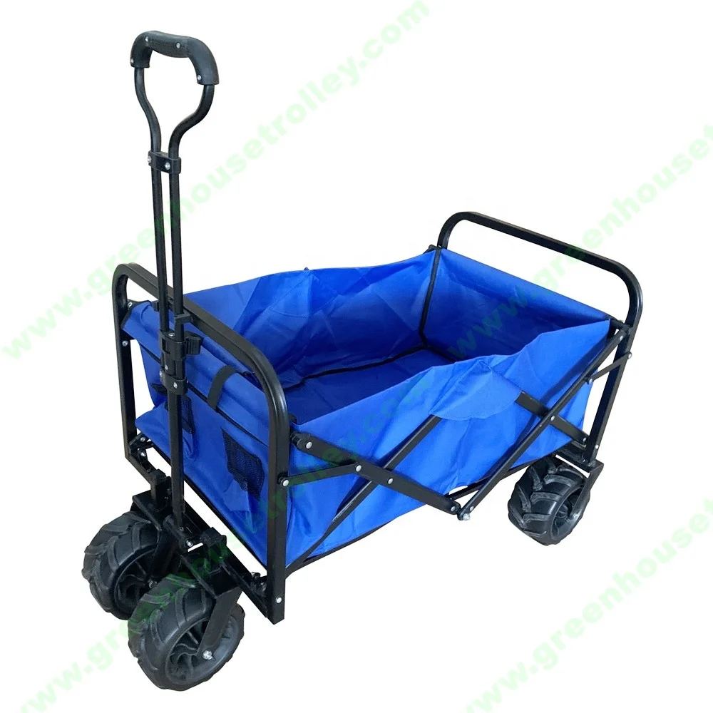 Collapsible Heavy Duty Beach Wagon Cart Outdoor Folding Camping Garden Beach Cart with Universal Wheels Adjustable Handle