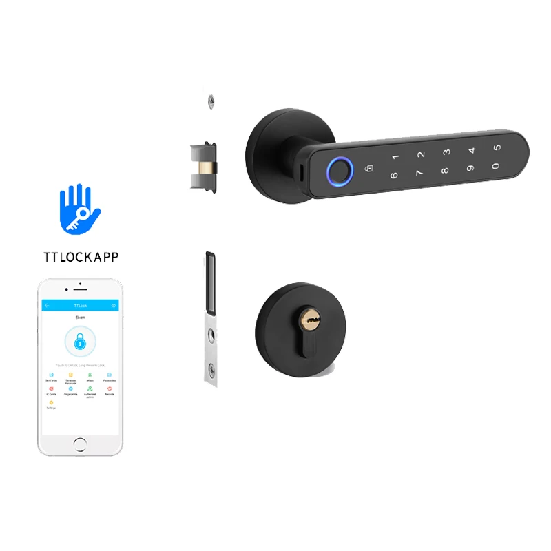Single latch dead bolt digital smart door lock passcode biometric home wooden bedroom electronic fingerprint door handle lock