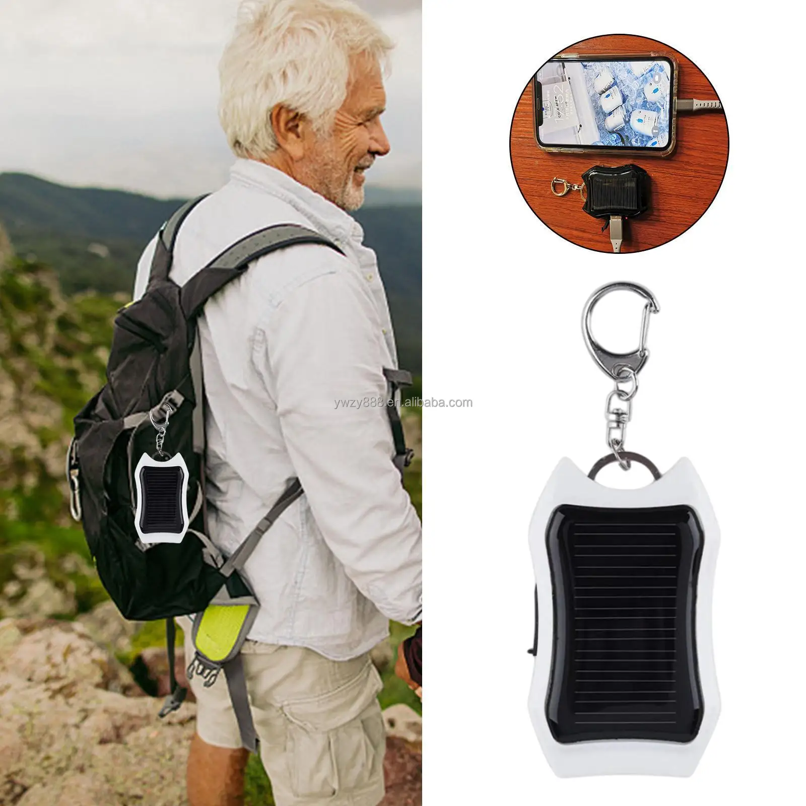 Mobile Power Supply Energy Saving Charger/Battery Power Bank For Cellphone New 1200mAH Solar Keychain Solar Charger