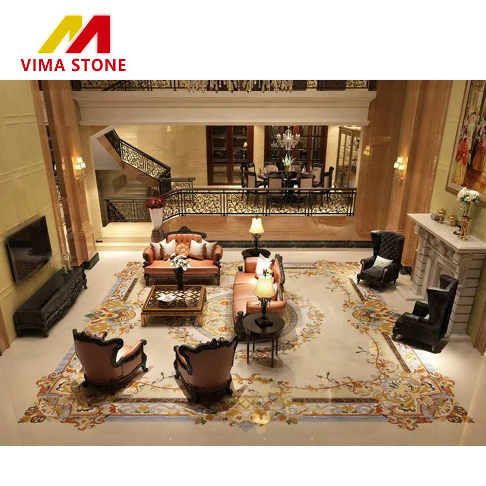 High Quality Stone Waterjet Marble Pattern Tile Waterjet Marble Medallion Flooring Tile for Lobby Entrance Flooring Marble Tile