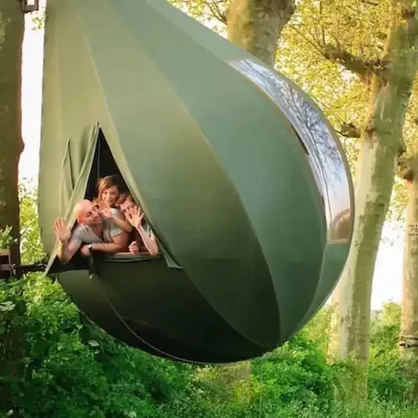 Outdoor Aluminum Frame Hanging Tent Durable PVC Fabric Pent House Geodesic Dome Tent for Wedding & Event for Camping