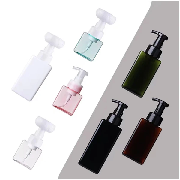 250ml 450ml 650ml Foaming Soap Dispenser Shampoo Body Wash Liquid PETG Plastic Empty Square Foam Bottle with Pump