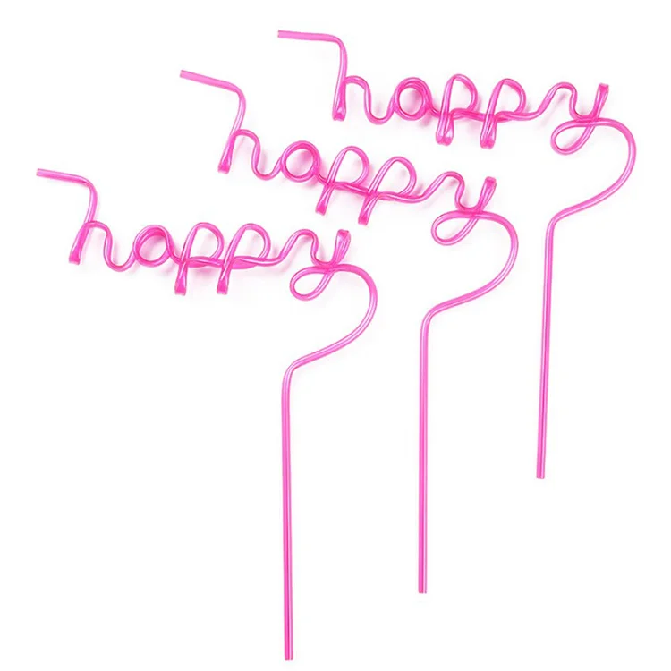Fashional Novelty Custom Crazy Logo Letter Shape Party Decoration Reusable straw crazy drinking straw