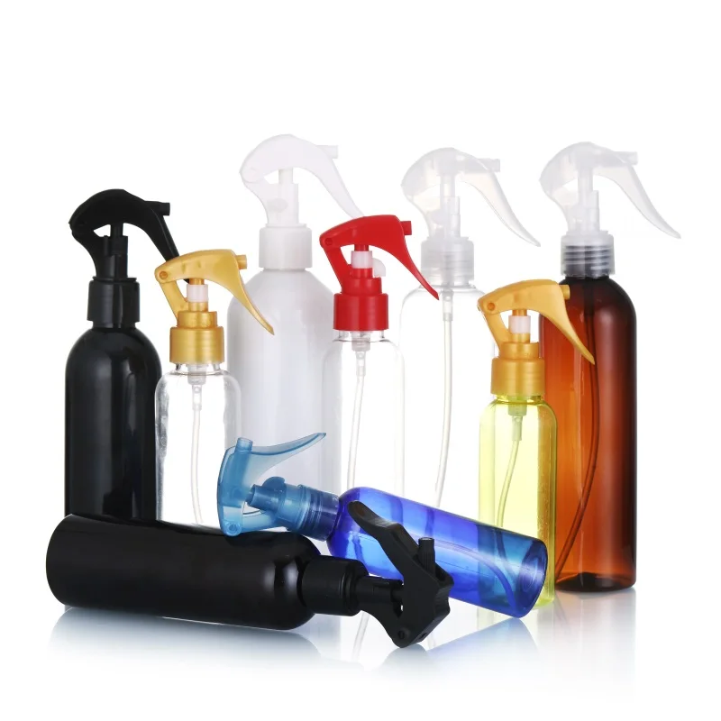 4oz 6oz 8 oz Cylinder Boston Round plastic PET water spray bottles with Mini fine mist Trigger sprayer