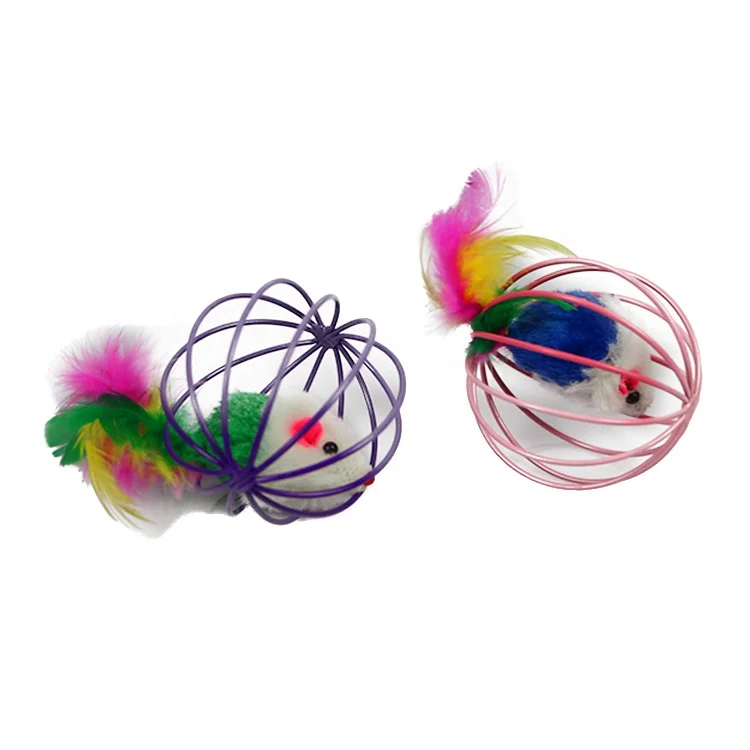 Funny Playing Colorful  Cat Mouse Toy Cat Toy Ball Feather Kitten Toys