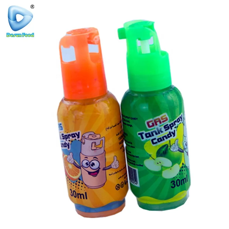Wholesale gas tank shape fruit sour sweet spray liquid candy
