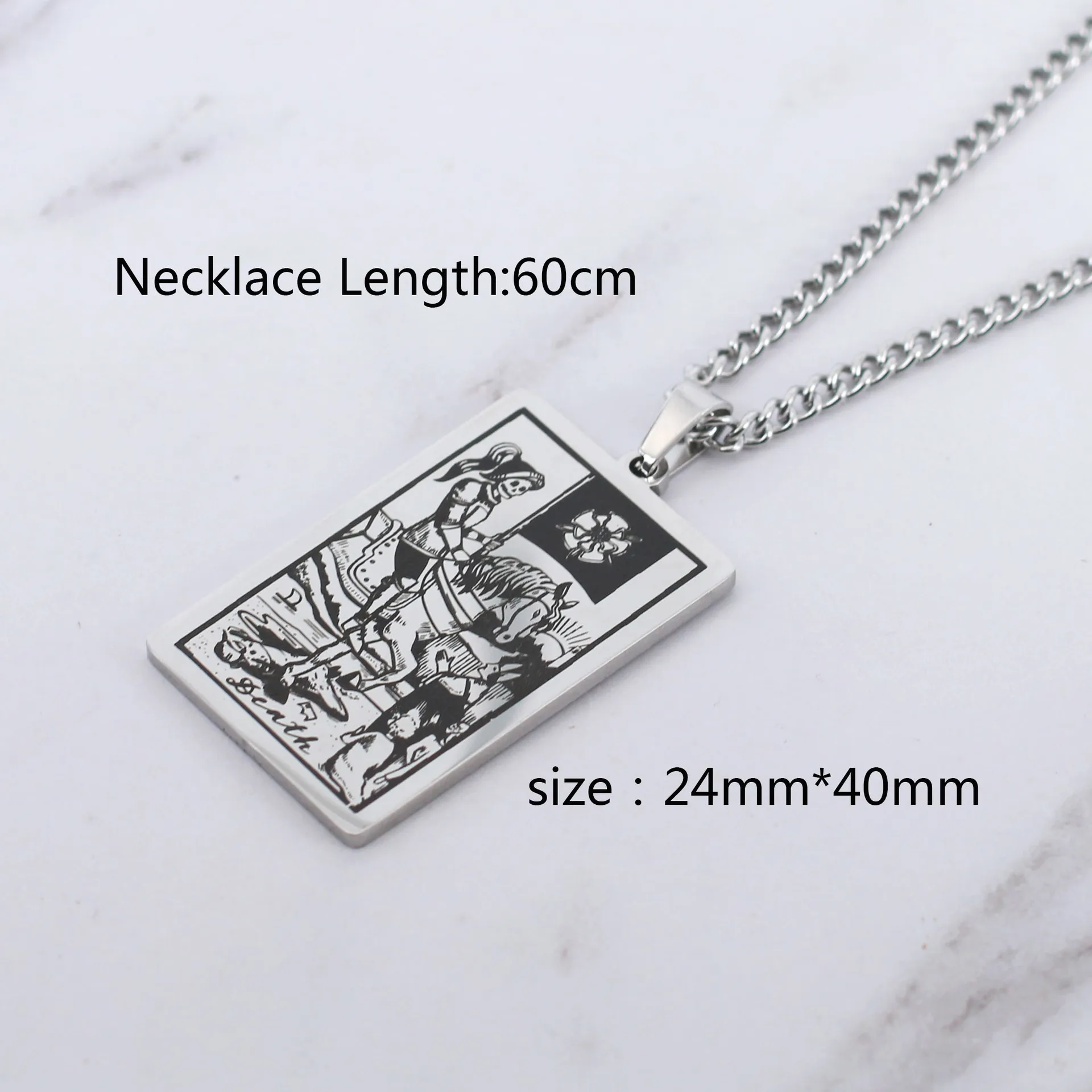stainless steel silver gold black 22  rectangle Tarot card Necklace