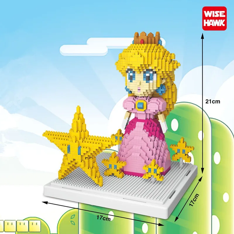 Cartoon Building Mini Blocks Set DIY Educational Assembly Toys Kids Princess Bowser Yoshi Mario Figures Plastic Model Toy Box