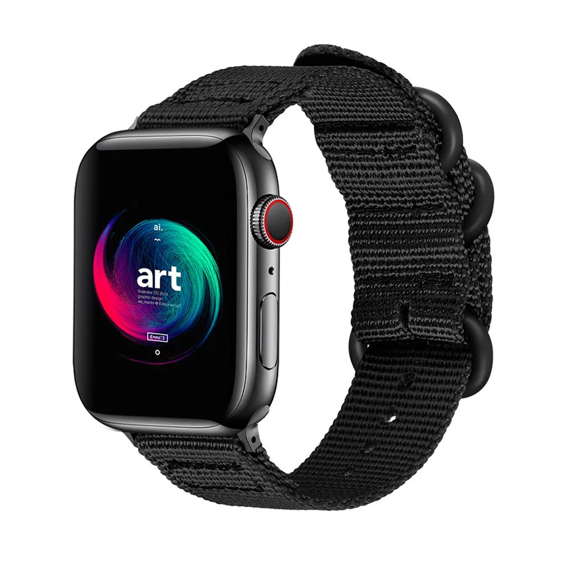Ремешок нейлоновый холщовый для Apple Watch Band 41 мм 45 спортивный браслет смарт-часов iWatch 7 6 5 4 3