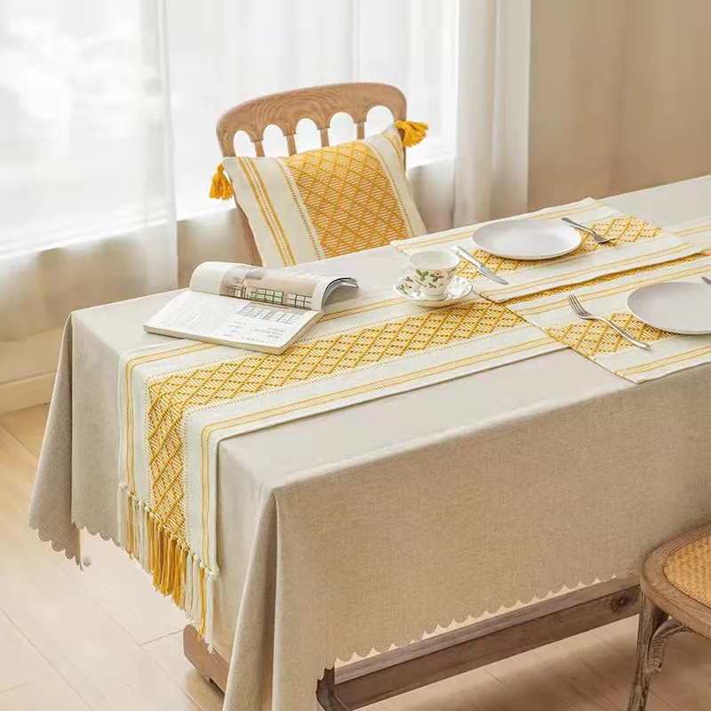 Lufu Woven table runner tablecloth embroidery table runners Christmas Table Runner  with cotton thread