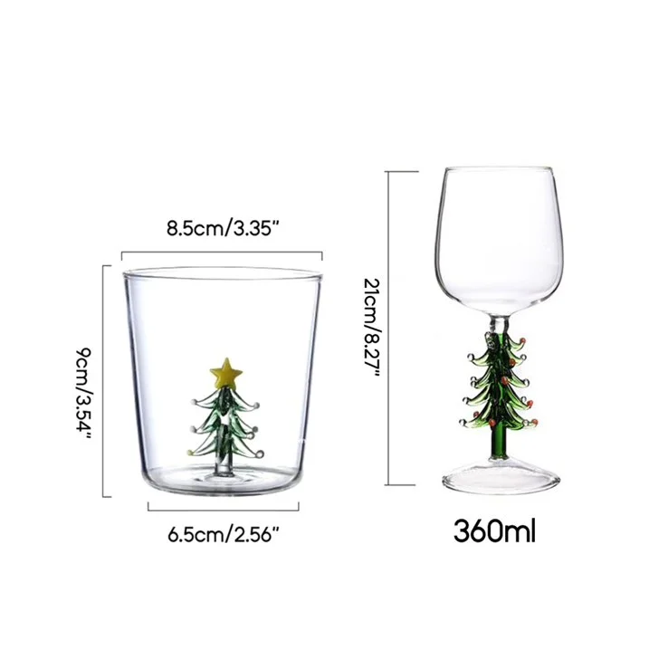 Custom 3D Drinking Glass Cup with Christmas Tree Figurine Inside Stemless Glass For Wine Water Milk Beverages Easter Gift