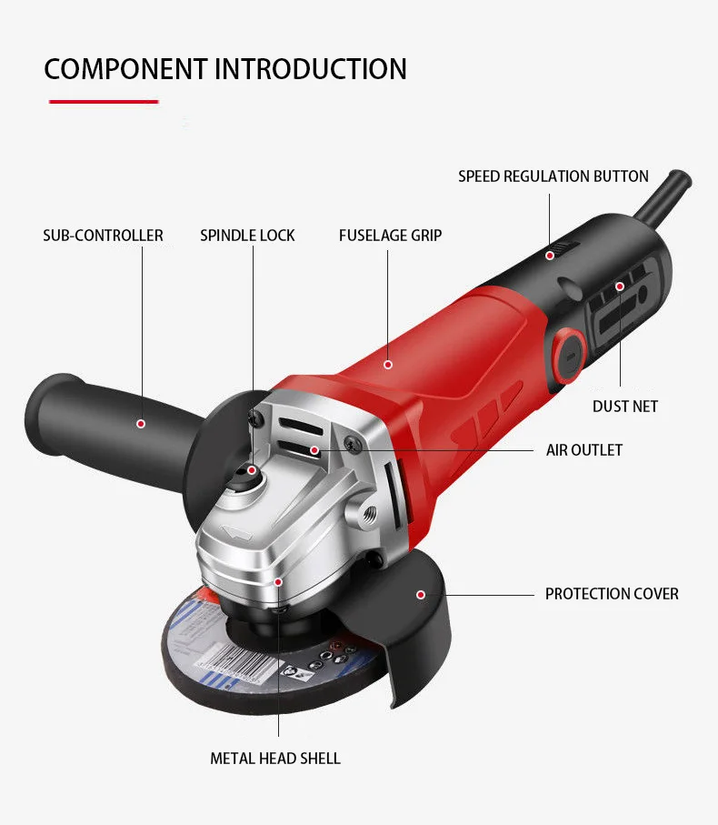 High Quality 4inch 100mm 720w Grinding Tool Machine Corded Electric i Angle Grinder For General Purpose Grinding