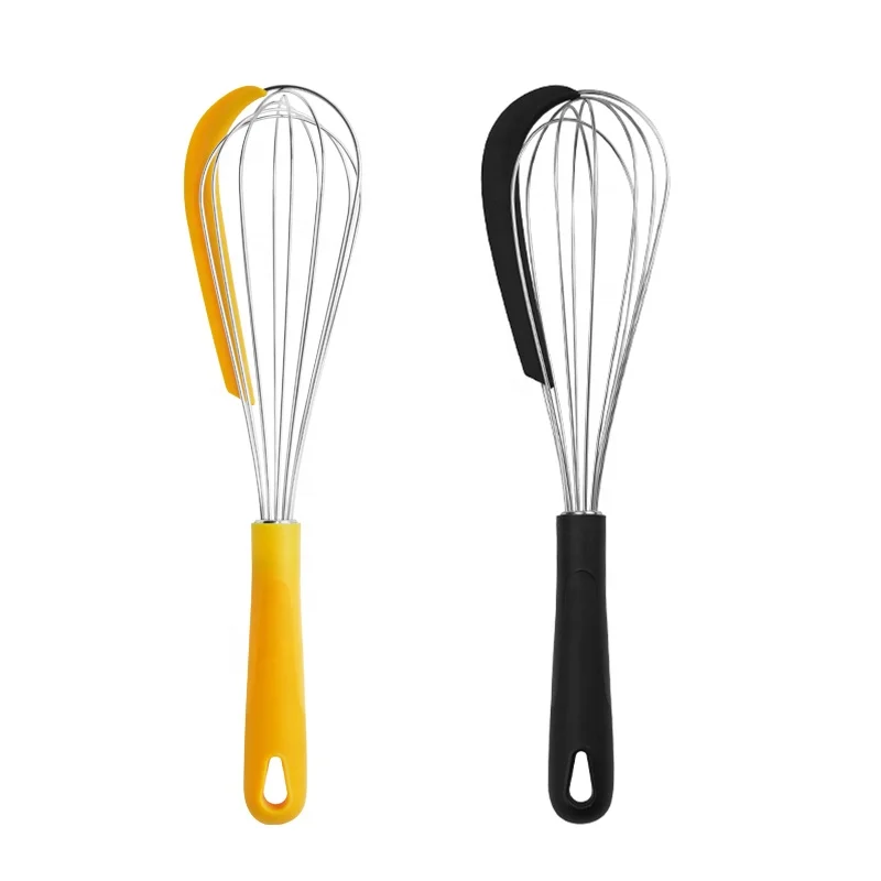 12 inch Egg Blender Beater 2in1 Egg Manual Silicone Balloon Whisk With Spatula & TPR Handle