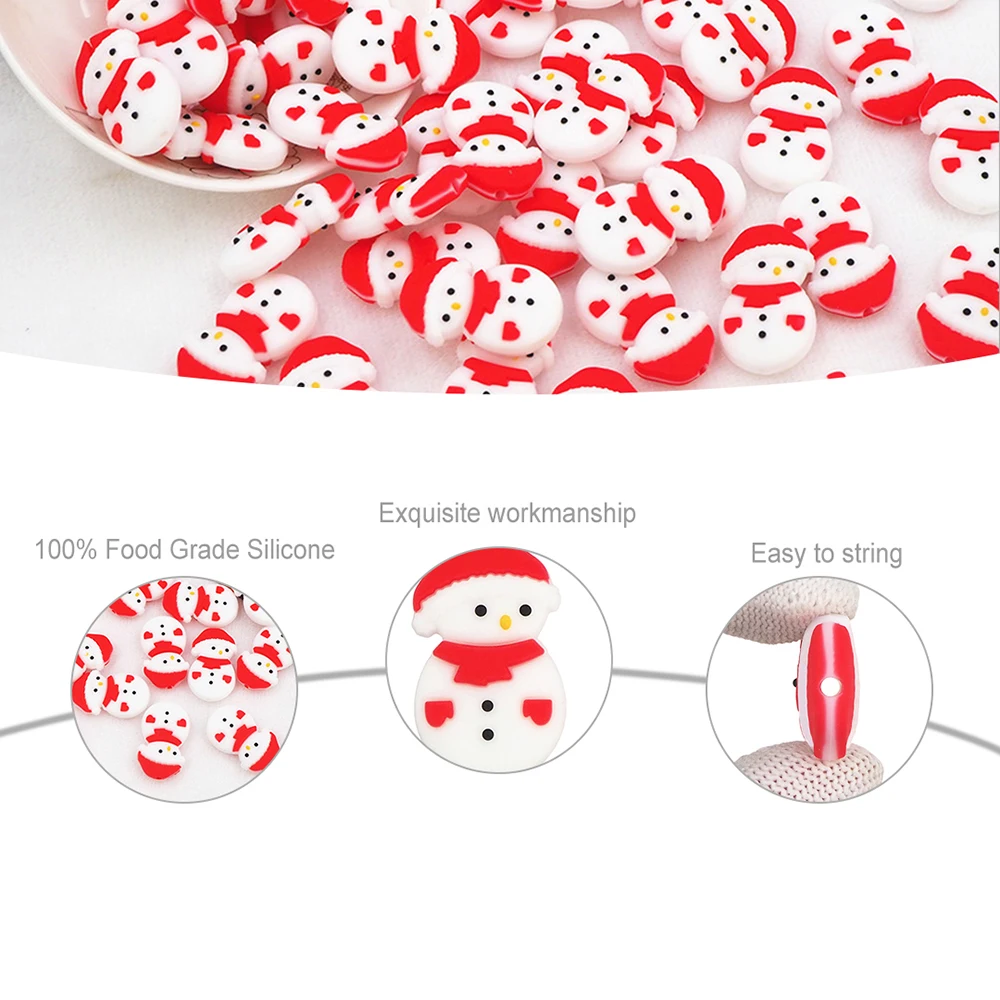 Лидер продаж, милый Рождественский Снеговик, силиконовые бусины для прорезывания зубов, безопасный уход за ребенком, ювелирные изделия «сделай сам», ожерелье, игрушка