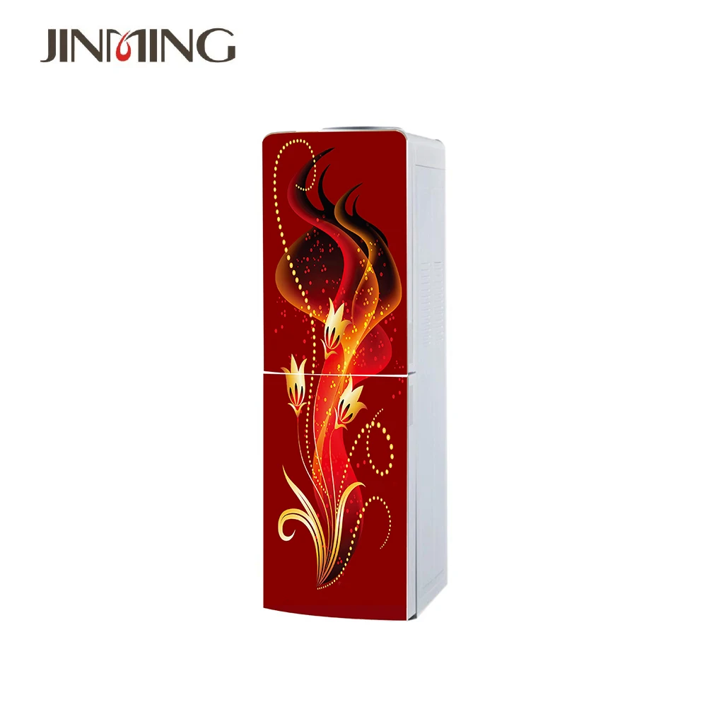 JINMING colorful customized glass door 5 gallon water cooler hot cold water dispenser with refrigerator compressor cooling Iraq