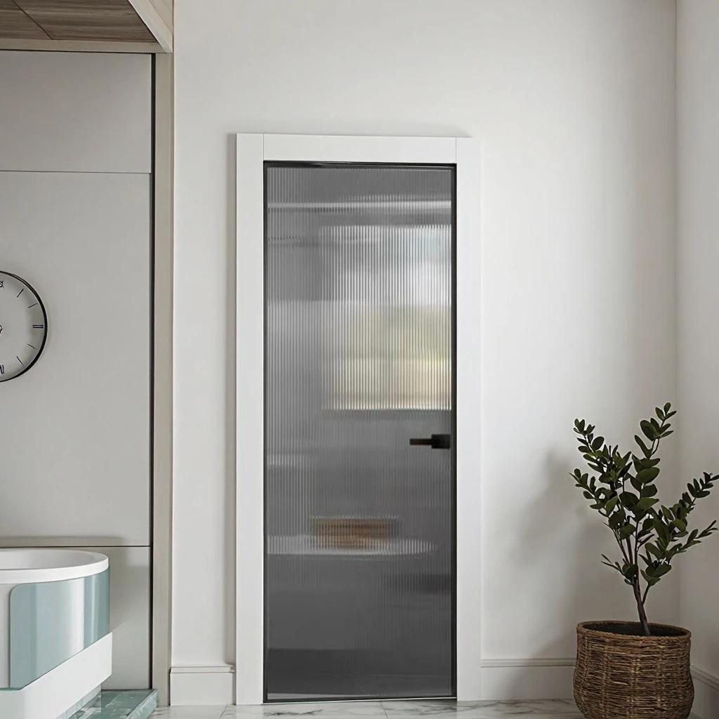 Современный Стиль Скрытая рама распашная дверь узкая из алюминиевого сплава комнатная туалета с качелями стиль для использования в ванной