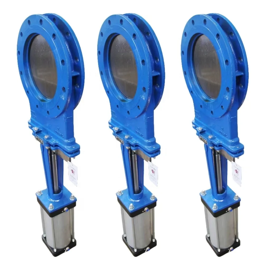 PZ673H-10C DN300 Pneumatic actuator cast steel stainless steel knife gate valve Electronic control pneumatic knife gate valve