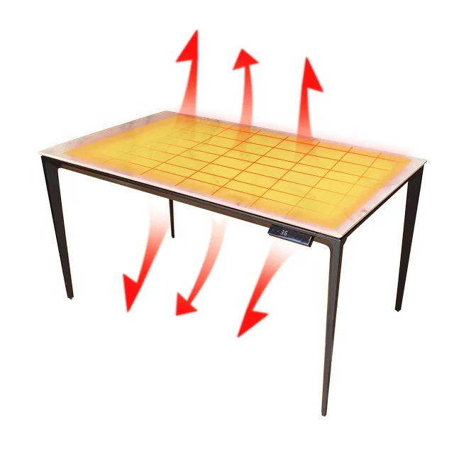 CERAWARM Natural Marble Designs Warm Table Top With Aluminum Legs Electric Heating Dinning Table