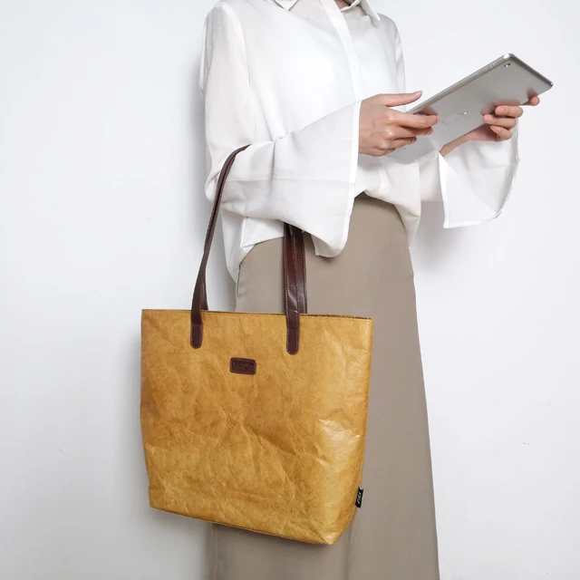 Custom Blank Large Waterproof Dupont Brown Paper Shopping Reusable Tyvek Tote Bag With Logo