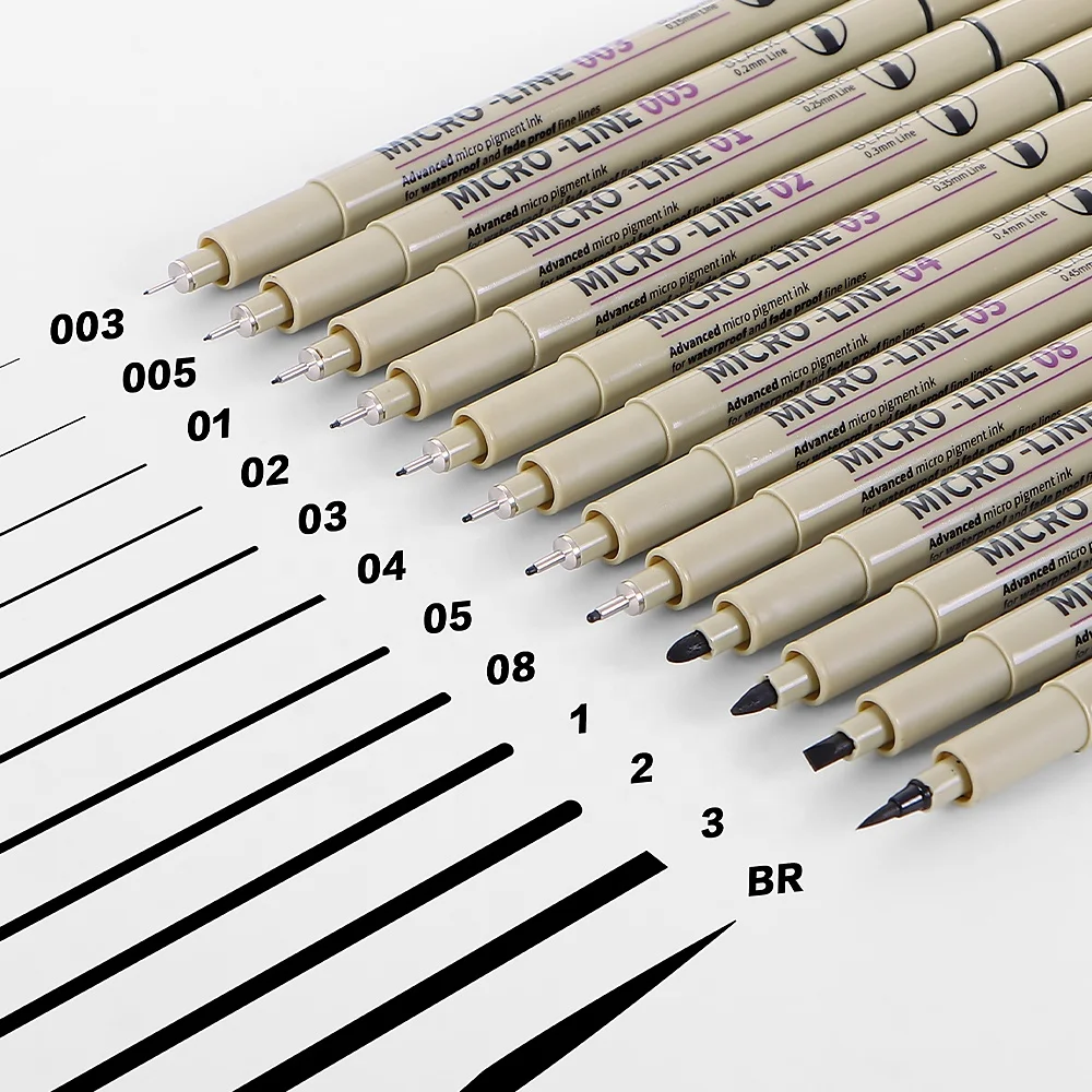 Permanent Fine Tip Pens Set of 12 Black Fineliner Ink Pens Fine Point  Pen Waterproof  Markers