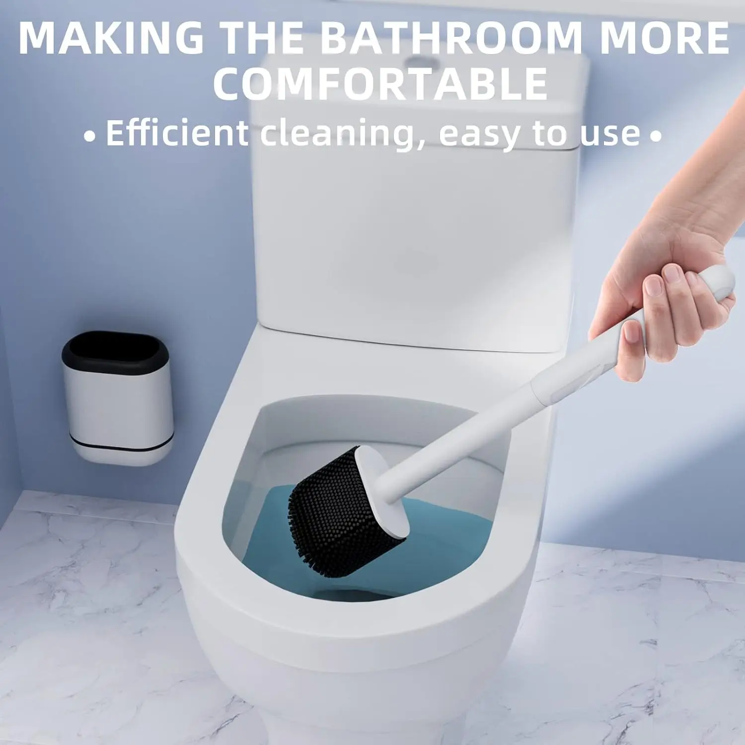 Toilet Brush, 2 Pack Toilet Bowl Brushes and Holder Set, Silicone Toilet Brush with Ventilation Holder for Deep Cleaning