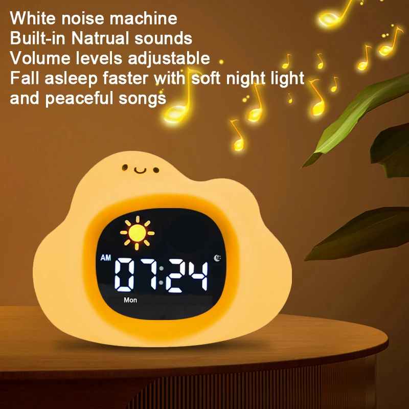 Wholesale Smart Kids LED Night Light Alarm Desk&table Clocks Beside Table Small Sleep Trainer Digital Clocks With White Noise
