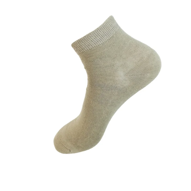 Man Natural Linen Cotton Woven Ankle Socks Logo Printed Breathable Deodorization Heavy Hemp Quarter Sock