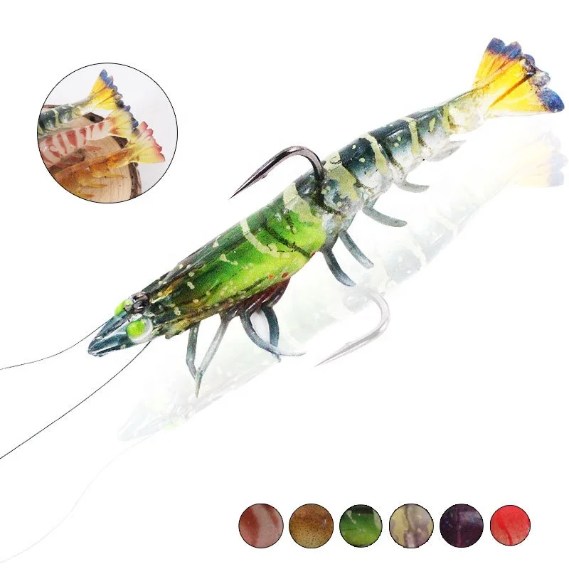Tackle Bait Sea Fishing Lures Luminous Lead Shrimp Bait Soft Prawn Lure with Hook PVC Lake Trout Lures