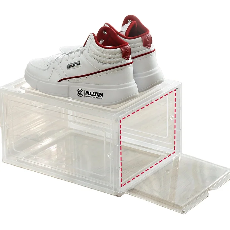 Plastic Shoe Boxes Clear Stackable Mgnetic Lock Storage Cabinet PC Storage Boxes & Bins Carton Foldable Injection Square Modern