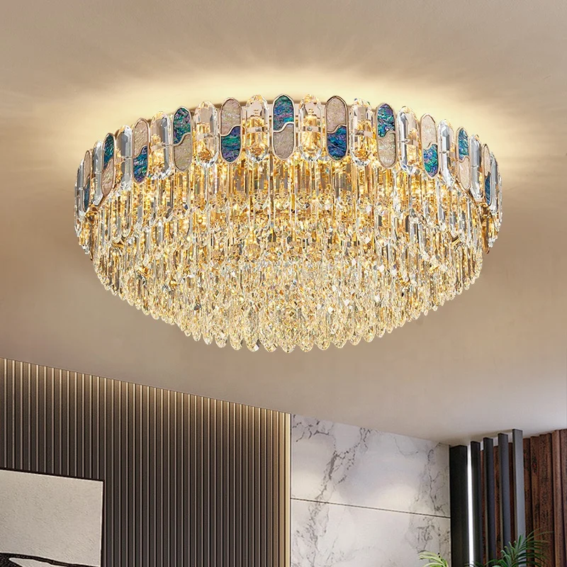 Modern Golden Led Ceiling Crystal Luxury Chandelier For Living Room Bedroom Hotel Lobby