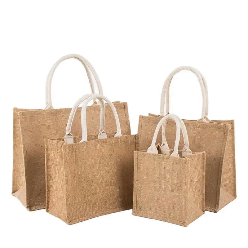 Wholesale Waterproof Reusable Burlap Bag Custom Small Burlap Jute Tote Bag For Shopping