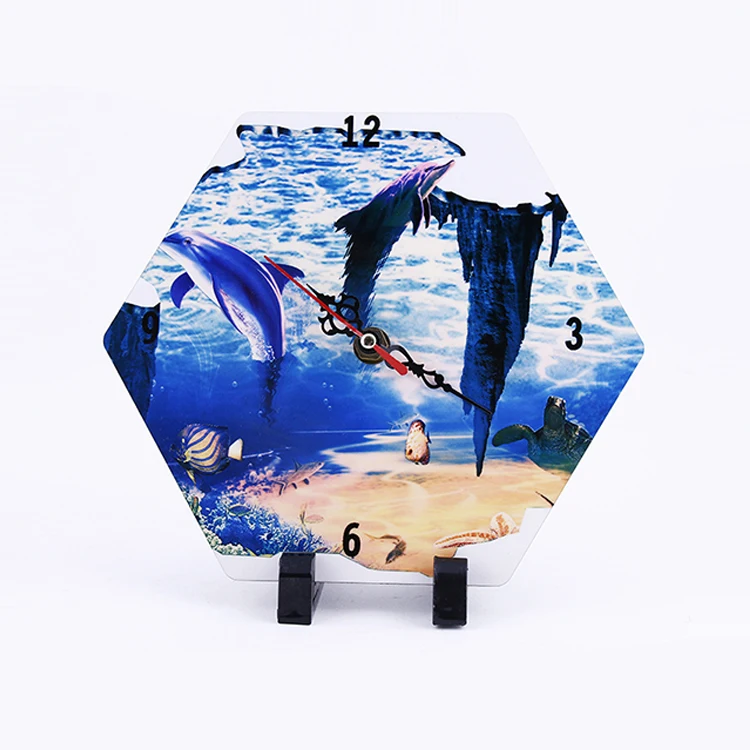 CL-06 MDF Wall Clock Custom Made Sublimation Hexagon Shape Digital Wall Clock