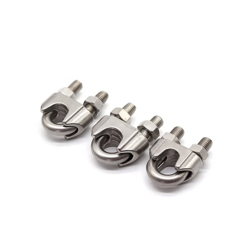 304 316 Stainless Steel Wire Rope Clip Thread U Bolt Cable Clip Clamp Hardware Rigging U-Clip Cable Clamps