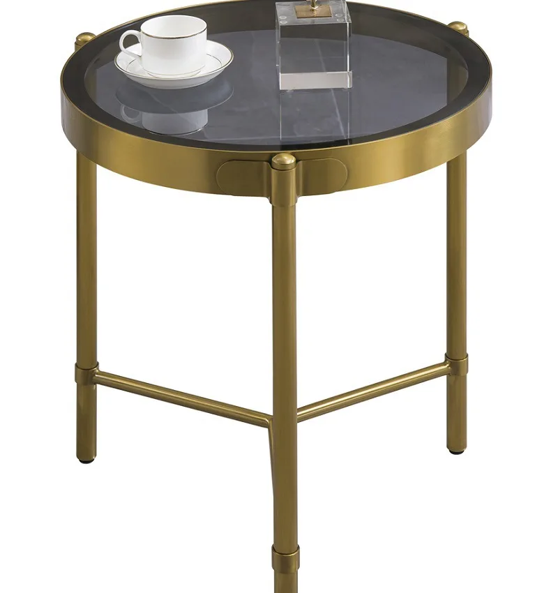 
China Manufacturer Customize Small round black glass metal leg coffee table 550mm height 