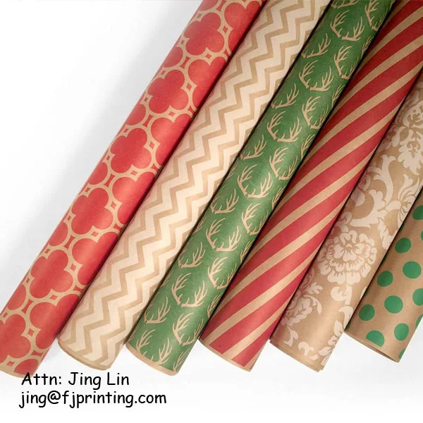 
Custom printing disposable high end stationary packaging white natural brown kraft gift wrapping paper 